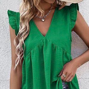 Flutter Sleeve Vneck Top